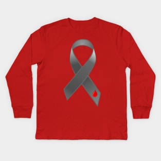 Grey Diabetes Ribbon Kids Long Sleeve T-Shirt